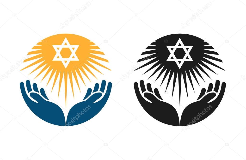 Judaism vector logo. Star of David or Religion icon isolated on white background