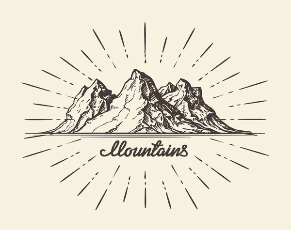 Vintage hand drawn Mountains. Sketch vector illustration — Stock Vector