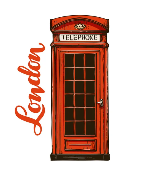 London, röd telefonkiosk. Vektorillustration — Stock vektor