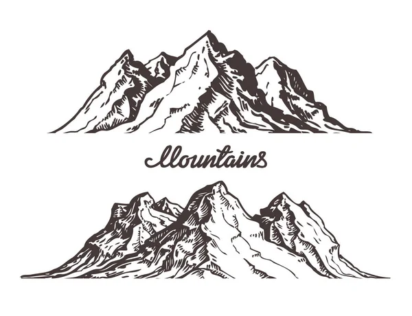 Bosquejo de las montañas. Ilustración vectorial dibujada a mano — Vector de stock