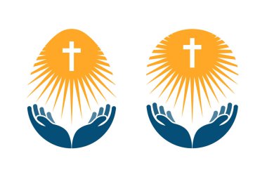 Din vektör logosu. Kilise, dua veya İncil simgesi