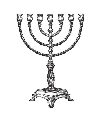 Hanukkah Menorah. Sketch vektör çizim