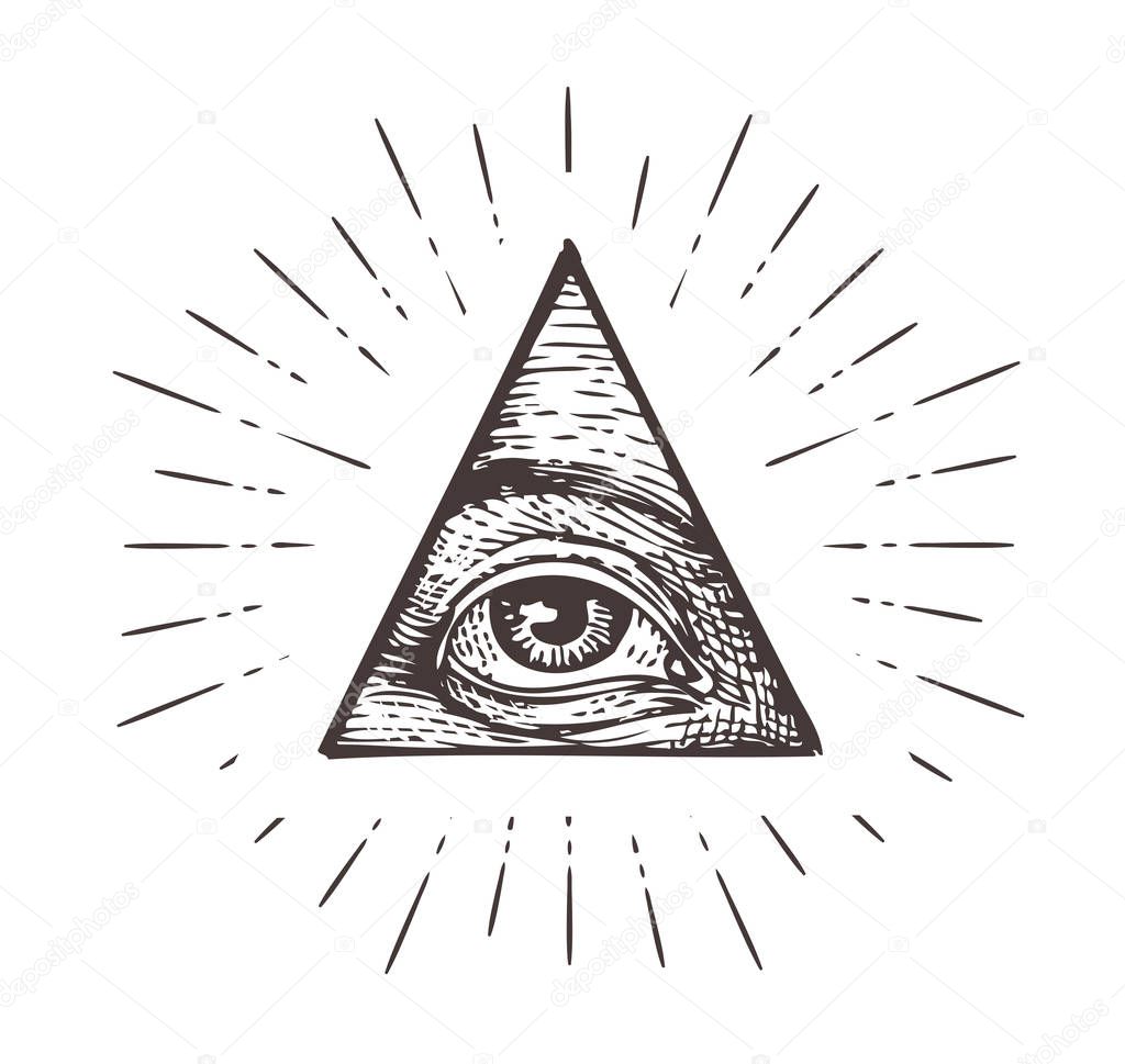 All seeing eye symbol. Vector illustration isolated on white background