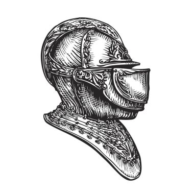 Knight helmet sketch. Vector illustration clipart