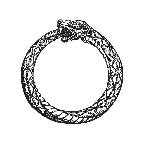 Ouroboros. Serpent mangeant sa propre queue. Symbole d'éternité ou d'infini — Image vectorielle