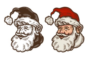 Noel simgesi. Komik Noel Baba portresi. Çizgi film vektör çizim