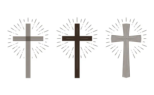 Vallás cross ikon vagy szimbólum. Vektoros illusztráció — Stock Vector