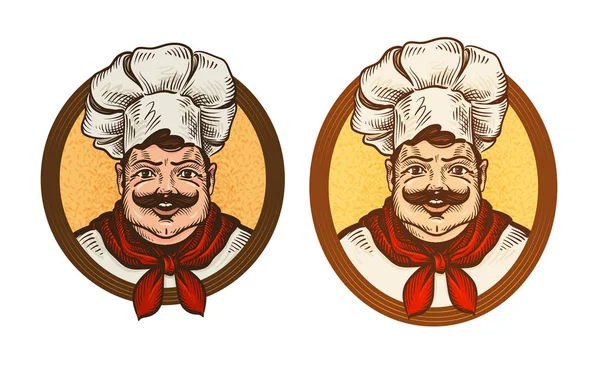 Ресторан, векторный логотип кафе. Повар, повар или кулинар — стоковый вектор