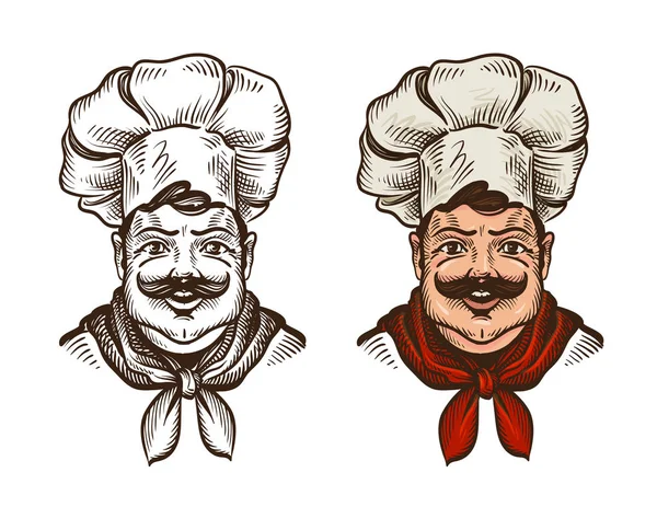 Chef visage caricature dessin animé. Illustration vectorielle — Image vectorielle