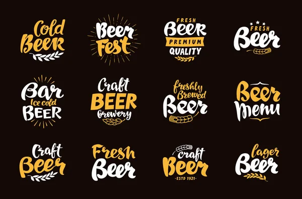 Etiqueta de cerveza y logotipos. Letras vector ilustración — Vector de stock