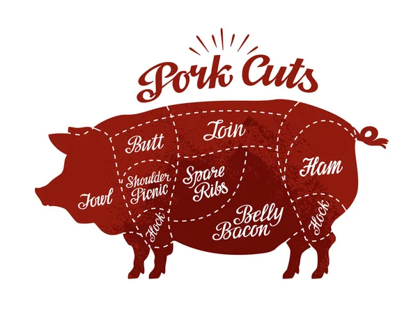 Butcher shop. Pork cuts. Vector illustration — Stock Illustration Butcher shop. Pork cuts. Vector illustration Vector Graphics