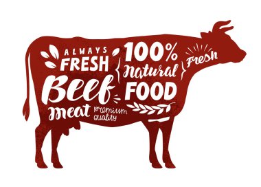 İnek sembolü. Et, sığır eti illüstrasyon vektör