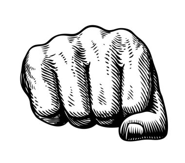 Yumruk, el jest kroki. Yumruk sembolü. Vektör çizim