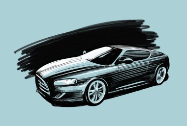 Spor araba. Araç sketch vektör çizim