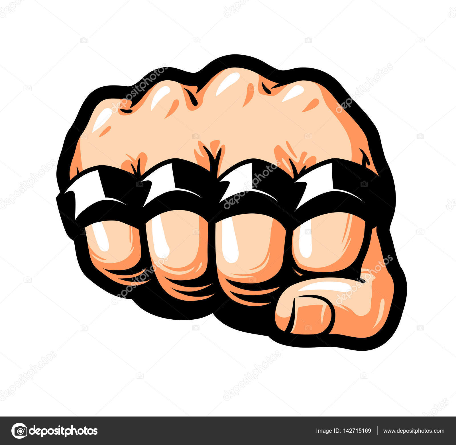 Clenched fist, brass knuckles. Gangster, thug, bandit symbol. Cartoon  vector illustration Stock Vector Image by ©sergeypykhonin #142715169