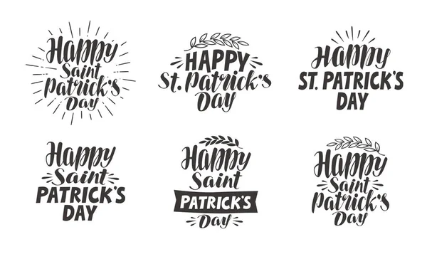 St. Patrick 's Day, Schriftzug. Etikettenset, Vektorillustration — Stockvektor