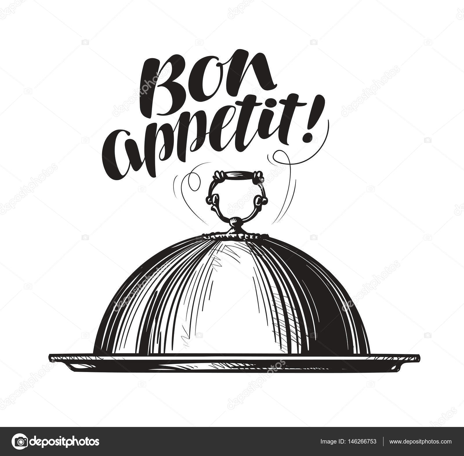 Restaurant cloche for hot dishes. Tray sketch. Lettering for menu design  diner, eatery or cafe. Vector illustration Stock Vector by ©sergeypykhonin  146266753, image size:1024x1004