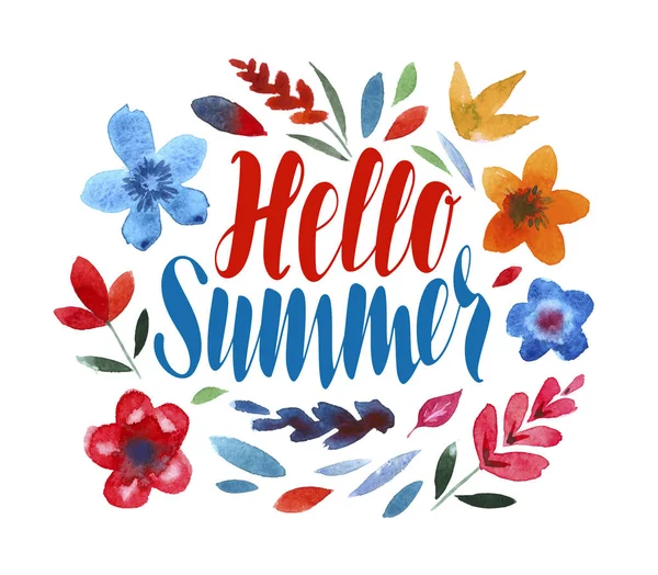 Olá Summer, letras. Padrão de flor — Fotografia de Stock