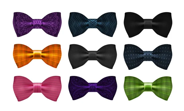 Bow tie samling. Fluga, slips symbol eller ikon. Vektorillustration — Stock vektor