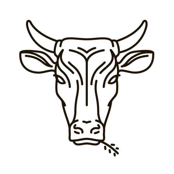 Ritratto di mucca. Fattoria animale, toro icona o logo. Illustrazione vettoriale — Vettoriale Stock