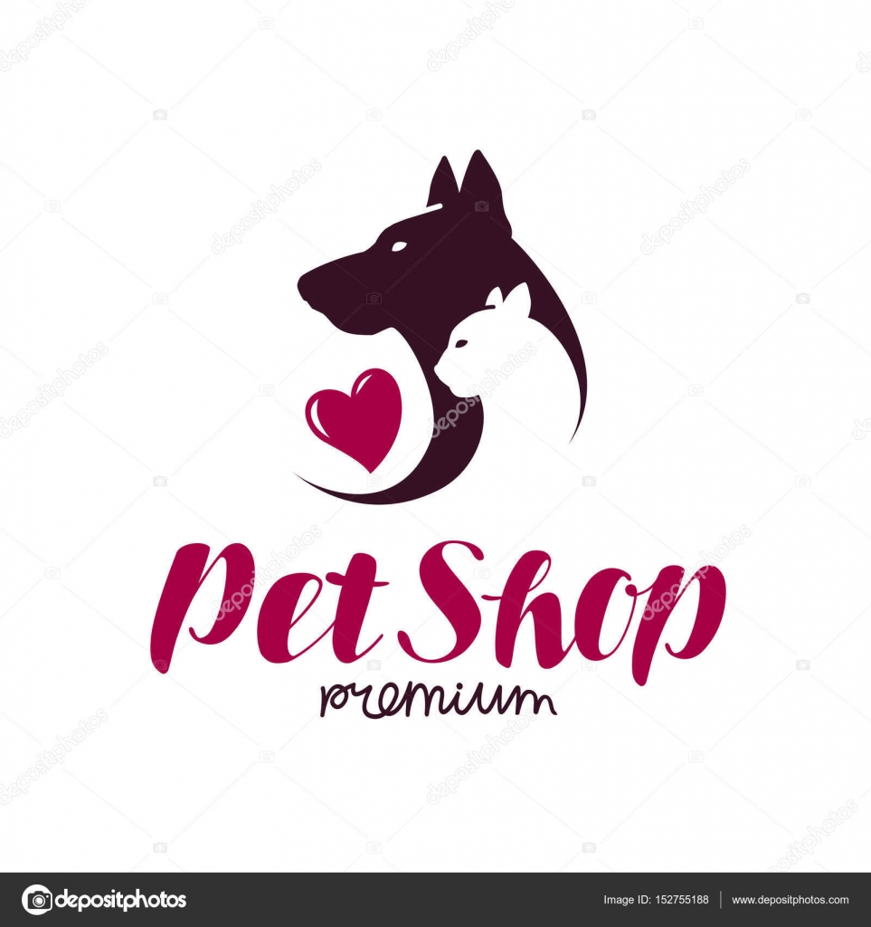 Pet Shop Or Vet Clinic Logo Animals Cat Dog Icon Or Label