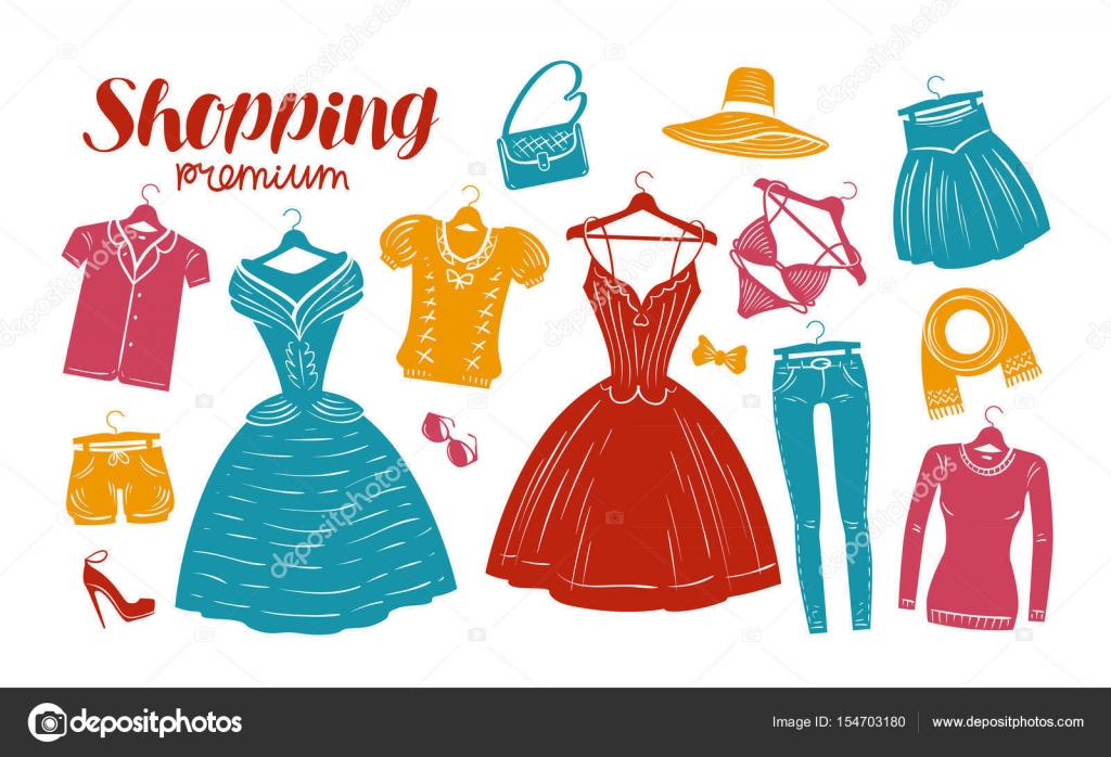 Shopping, fashion, clothes shop, boutique banner. Clothing silhouettes.  Vector illustration Stock Vector Image by ©sergeypykhonin #154703180