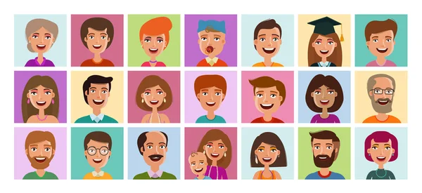 People set of icons. Avatar profile, person, human face symbol, sign or logo. Cartoon vector illustration — Stock Vector
