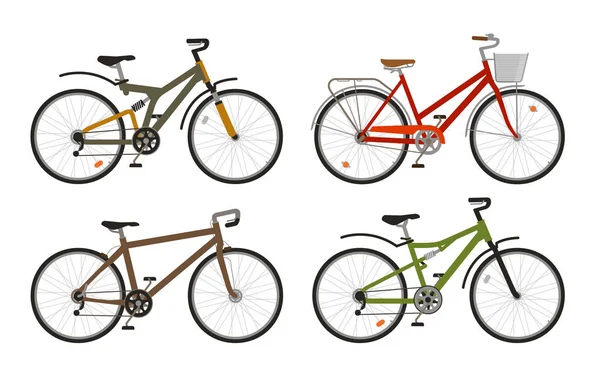 Bicicleta, iconos de bicicleta. Ciclismo, concepto de transporte. Ilustración vectorial — Archivo Imágenes Vectoriales