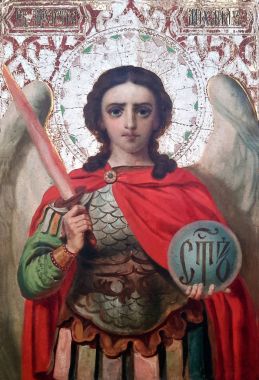 Archangel Saint Michael. Guardian of Paradise. Church iconography clipart