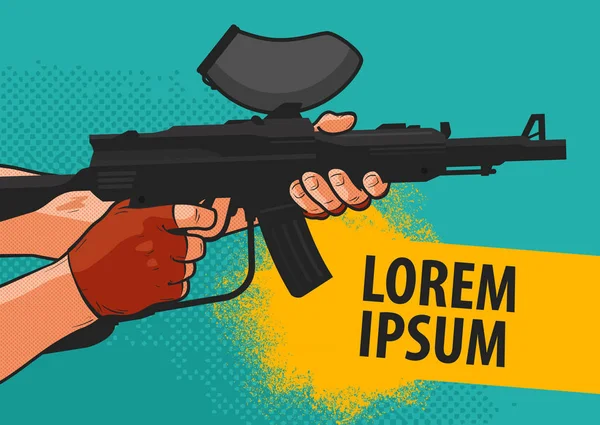 Banner de Paintball. Desenhos animados quadrinhos ilustração vetorial — Vetor de Stock