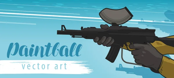 Banner de Paintball. Juego de equipo deportivo. Dibujos animados vector ilustración — Archivo Imágenes Vectoriales