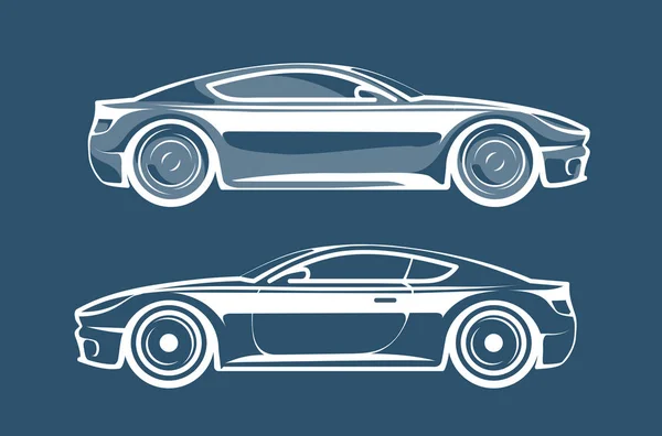 Spor araba siluet. Irk, araç, otomobil kutsal kişilerin resmi veya logosu. Vektör çizim — Stok Vektör