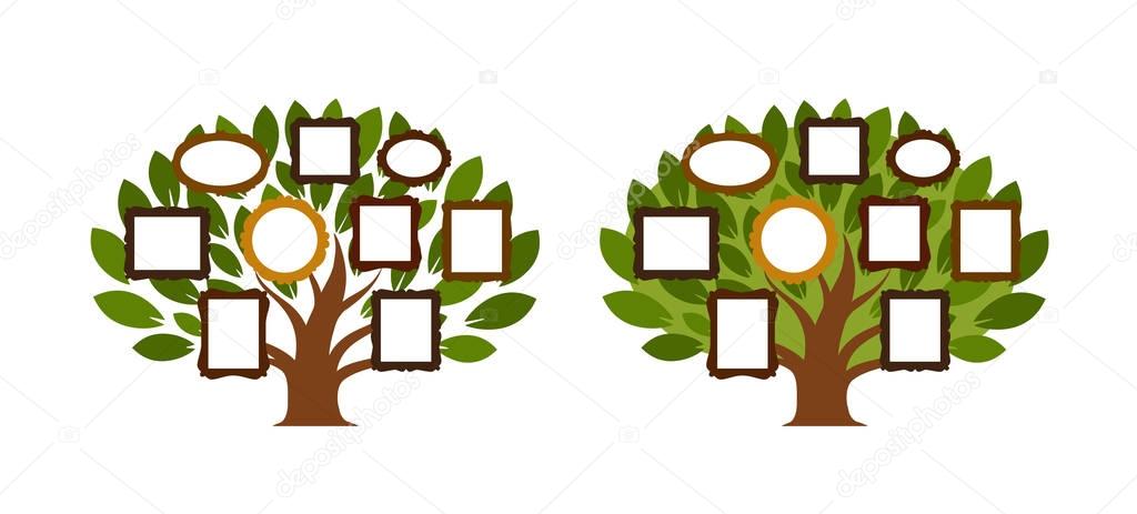Family tree, genealogy icon or logo. Cartoon vector illustration isolated on white background