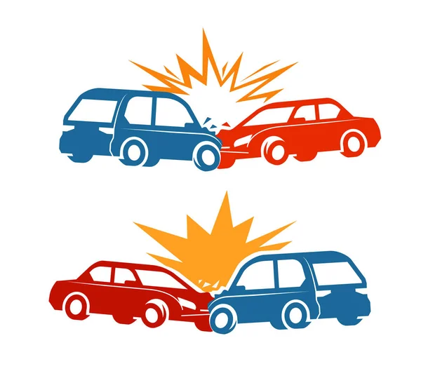 Choque de coche, icono de accidente de tráfico. Ilustración vectorial — Vector de stock
