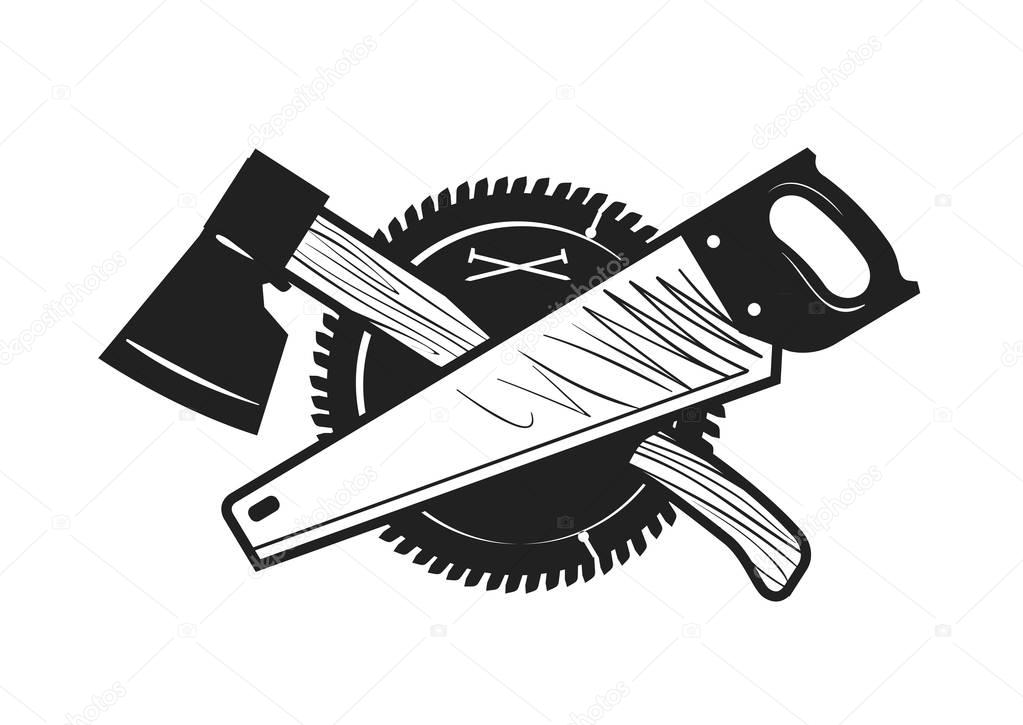 Woodwork, joinery, carpentry logo or icon. Vector illustration
