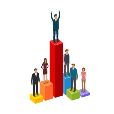 İş infographics. Kariyer, başarı, ilerleme, işadamı kavramı. Vektör çizim