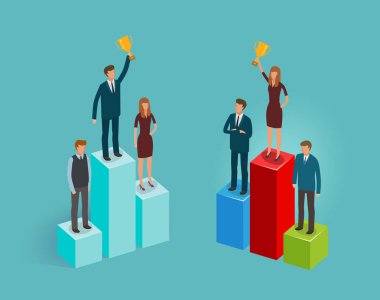 İş kavramı. Vektör çizim Infographics, iş adamları, ilerlemek