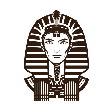 Firavun portresi. Afrika, Mısır, Mısır logo veya sembolü. Vintage vektör çizim