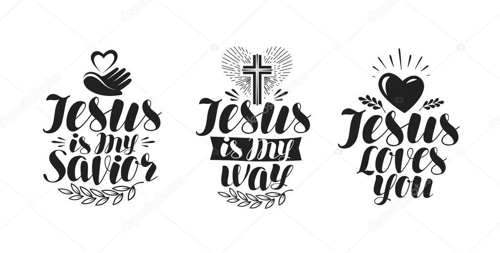 Jesus is my Savior, calligraphy. Bible lettering. Vector illustration