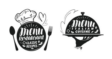 Catering, kantin kavramı. Gösterim amacıyla tasarım menü restoran ya da kafe. Yazı, hat illüstrasyon vektör