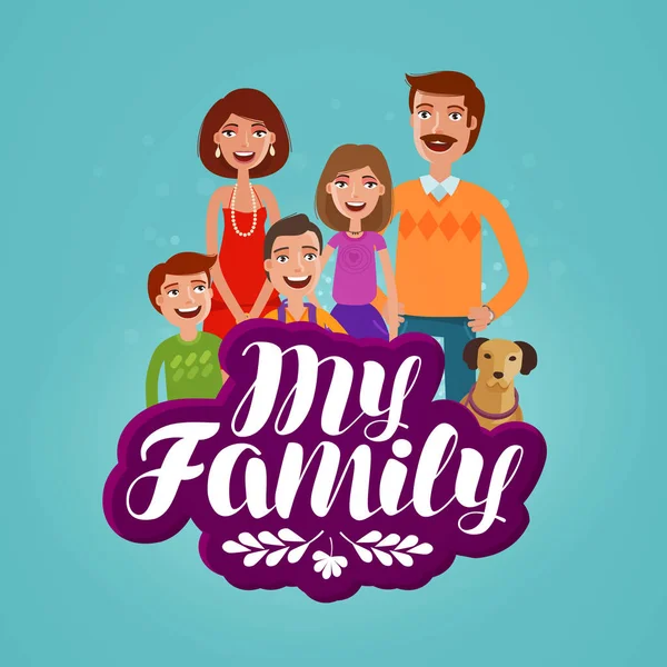 Happy family concept. Domestic life, cartoon vector illustration — Stock Vector