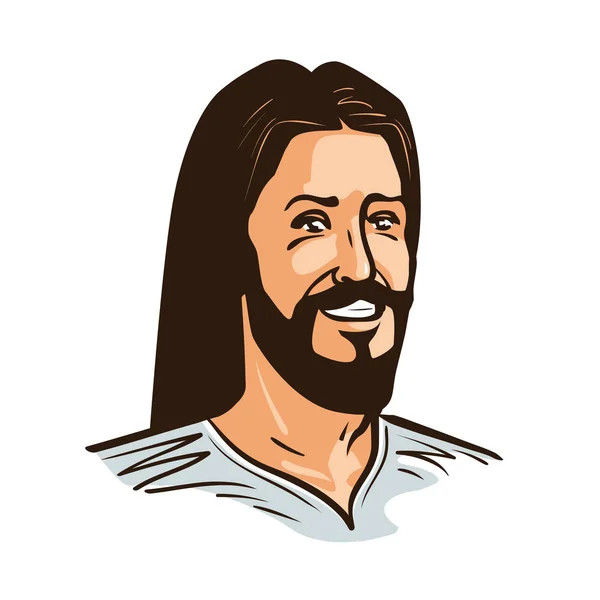 Portrait of happy Jesus Christ. Cartoon vector illustration — Stock Vector