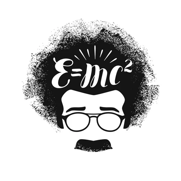 Retrato de Albert Einstein. Educación, ciencia, concepto escolar. Letras vector ilustración — Vector de stock