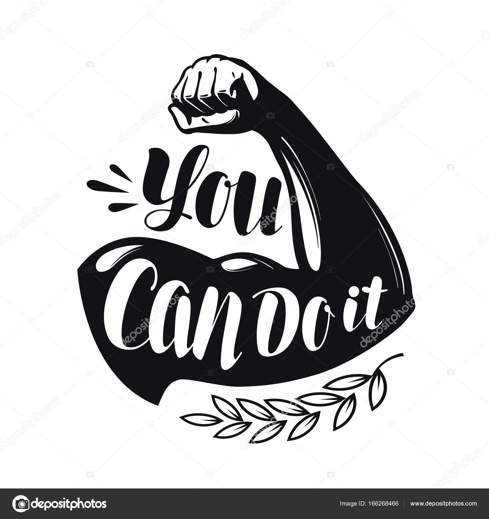 Puedes hacerlo, con letras. Mano fuerte. Confianza, concepto de motivación.  Ilustración vectorial Vector de stock #166268466 de ©sergeypykhonin, image size:1600x1700