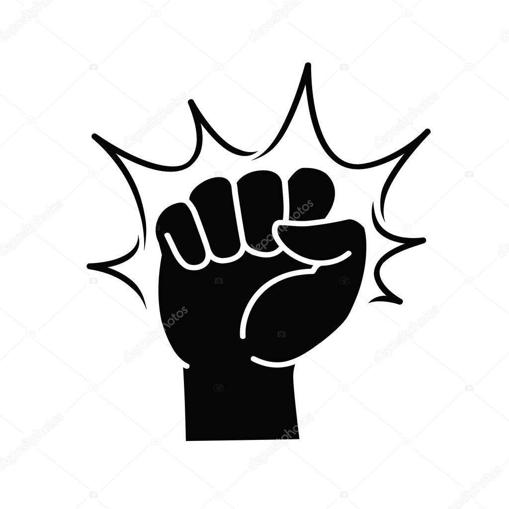 Fist label or logo. Punch, opposition, hitting, fight club icon. Vector illustration