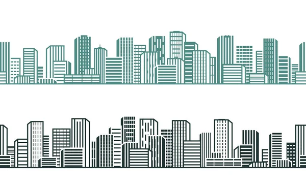 Vista da cidade. Cityscape, urbano, arranha-céus, conceito de construção. Ilustração vetorial —  Vetores de Stock