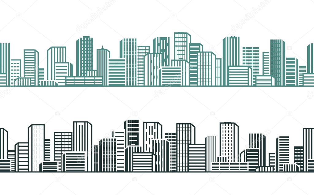 City view. Cityscape, urban, high-rises, building concept. Vector illustration