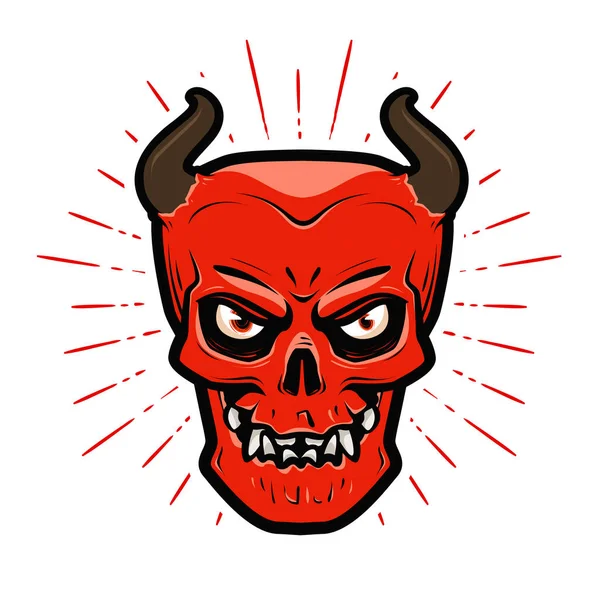 Retrato del diablo enojado. Halloween, satanás, Lucifer, infierno, símbolo del diablo. Dibujos animados vector ilustración — Archivo Imágenes Vectoriales