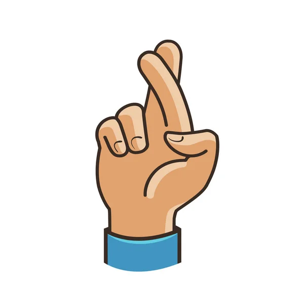 Δάχτυλα διασχίσει σύμβολο. Χειρονομία καλή τύχη, τύχη, ψέμα, εξαπάτηση. Καρτούν εικονογράφηση φορέα — Διανυσματικό Αρχείο
