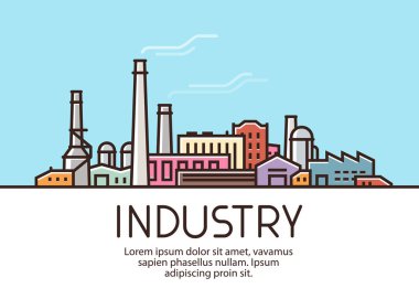 Industry banner. Industrial production, factory building concept. Vector illustration clipart